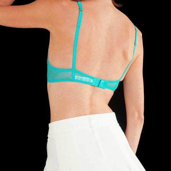 La Perla turquoise lace bra with wide silk straps - Picture 3 of 4